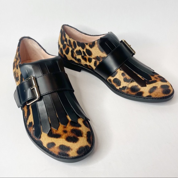 NWOB J Crew Kiltie Calf Hair Leopard Print Kiltie Loafer Size 7